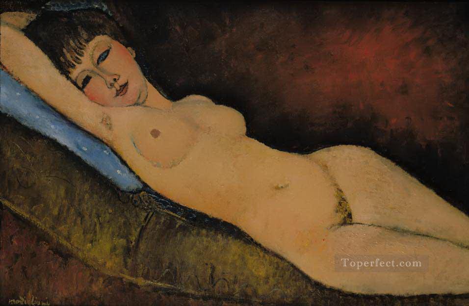 reclining nude Nu Couche au coussin Bleu Amedeo Modigliani Oil Paintings